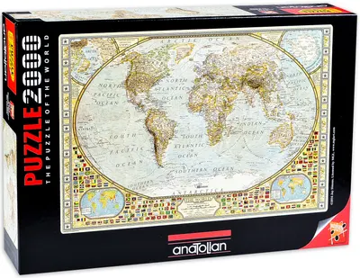 Puzzle Anatolian din 2000 de piese – Harta lumii, Jay Simons