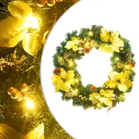 vidaXL Coroană de Crăciun cu lumini LED verzi, 60 cm, PVC