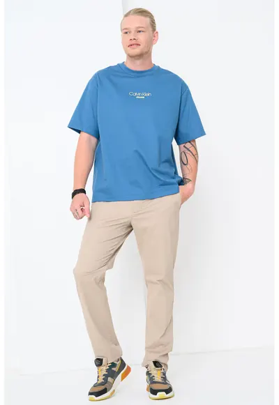 Tricou lejer cu imprimeu logo - Albastru deschis