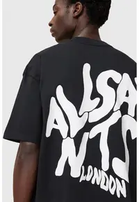 Tricou supradimensionat din bumbac cu imprimeu logo contrastant Orlando - Negru