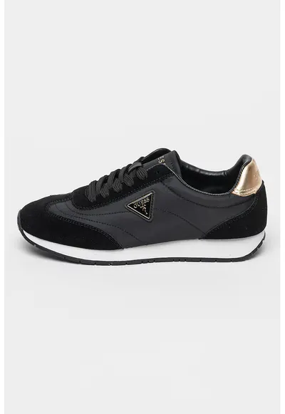 Pantofi sport cu insertii din piele intoarsa - Negru/Alb murdar