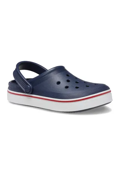 Saboti slingback cu perforatii Off Court - Alb murdar/Bleumarin