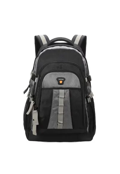 Rucsac din material textil cu barete multiple - Gri
