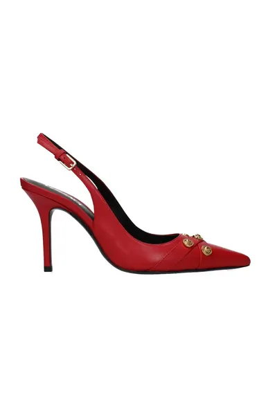 Pantofi slingback din piele F85720 Rosu - Rosu