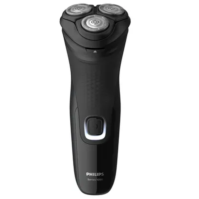 Aparat de barbierit electric Philips Seria1000 S1232/41, Uscat, Lame PowerCut Blade, Autonomie 40+ min, 1 LED, Cap tuns precizie, Baterie NiMH, Negru