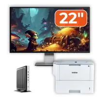 Pachet PC Second Hand HP T630 Thin Client, AMD GX-420GI 2.00GHz, 8GB DDR4, 32GB SSD Flash + Monitor 22" & Imprimanta Brother HL-L6300DW