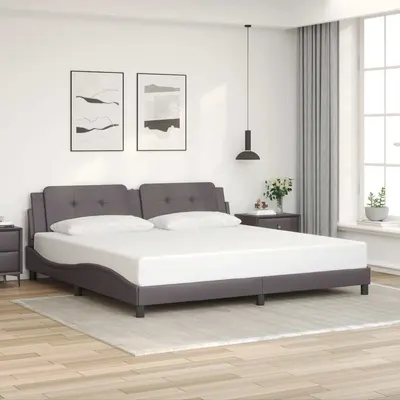 vidaXL Cadru de pat fără saltea, Zadar, gri, 200x200 cm, piele ecologică