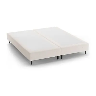 Pat matrimonial crem tapițat fără tăblie 200x200 cm Whale – Micadoni