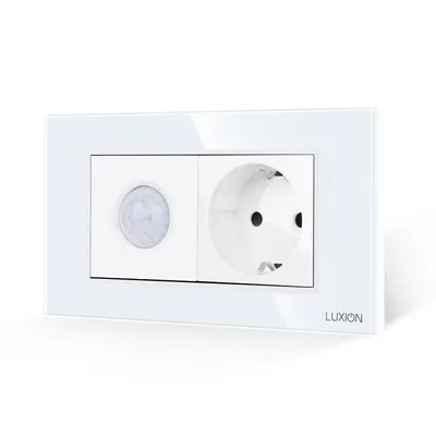 Senzor de Miscare 2M si Priza Schuko LUXION cu Rama din Sticla, Standard Italian, 4M
