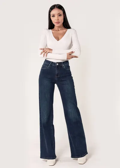 Blugi Dama Evazati Nina Carter Albastru Inchis P211-2 M8