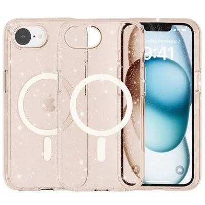 Husa Shine Armor MagSafe pentru iPhone 16e, Sclipici integrat, Protectie Antisoc, Rose-Gold Engros
