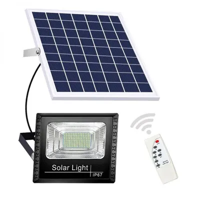 Proiector solar 125 LED, putere 80 W, cu panou solar si telecomanda