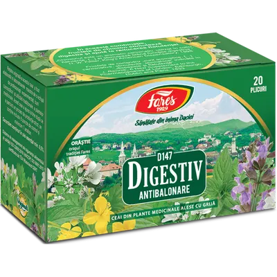 Digestiv Antibalonare, D147, ceai la plic, Fares | 20 plicuri