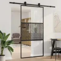 vidaXL Ușă de sticlă 102,5 x 2 x 205 cm Aluminiu Negru