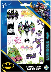 Set de tatuaje temporare Dodo - Batman And The Joker, strălucind în întuneric