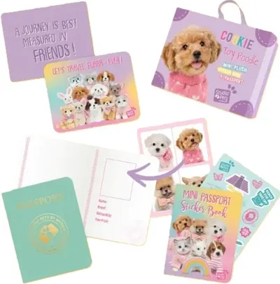 Jucărie de pluș Studio Pets - Pudel, Cookie cu servieta, pașaport și autocolante, 8 cm