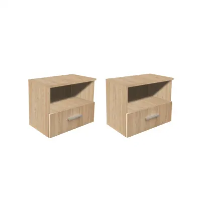 Set 2 Noptiere ALMA, 1 sertar, sonoma deschis, 50x30x42 cm