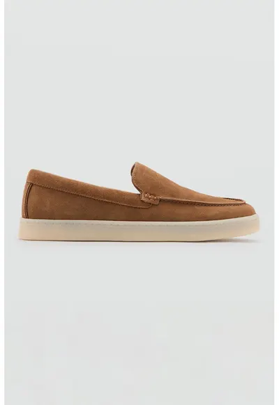 Pantofi loafer din piele intoarsa - Caramel