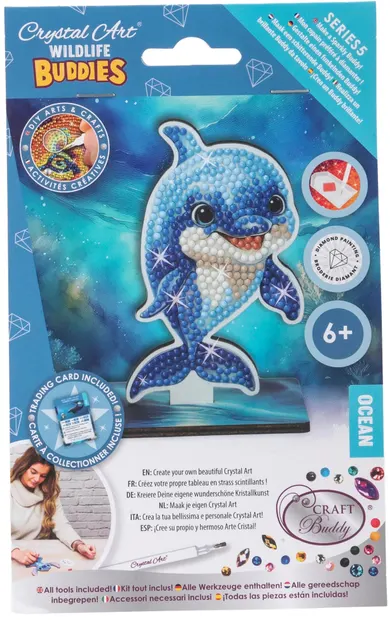 Kit de broderie cu diamante Craft Buddy - Crystal Art Buddies: Delfin, 7 piese