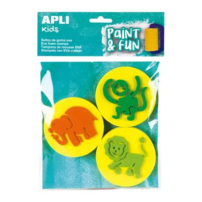 Set de 3 ștampile din spumă – Elefant, leu și maimuță