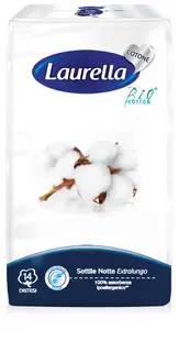 Absorbante de noapte Extra Long din bumbac organic 5 picaturi Bio Cotton, 14 bucati, Laurella