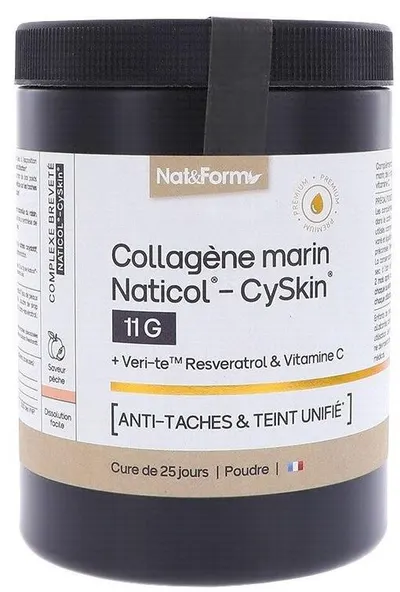 Colagen marin hidrolizat + L-cisteină, trans-resveratrol și vitamina C, 365 g, Nat&Form