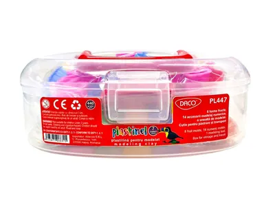Plastilina 7 culori + forme modelaj, cutie plastic, Plastinel Ecada