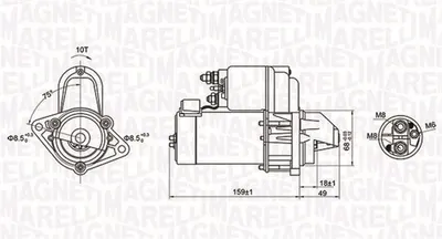 Electromotor (12v, 1,1kw) Mercedes C T-Model (s204), C (w204); Fiat Stilo; Opel Agila, Astra G, Astra G Classic, Astra H, Astra H Gtc, Combo, Combo Tour, Corsa B, Corsa C, Corsa D, Meriva a 1.0-1.8 Du
