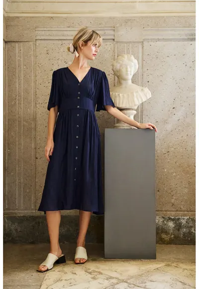 Rochie din vascoza bleumarin - Bleumarin