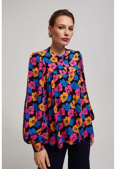 Camasa floral - Negru