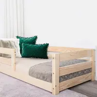 Pat pentru copii, Little Amy, SleepWell, Natur, cu balustrada, 100 x 200 cm