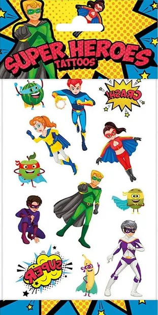 Set de tatuaje Totum - Super Heroes, 12 bucăți