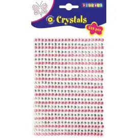 Set 525 Cristale autoadezive roz si argintiu