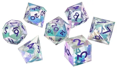 Set de zaruri GlassStaff - Liquid Core RPG Dice Set, Fantasia Fluid Electroplated (7 buc)