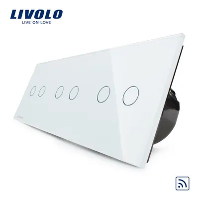 Intrerupator dublu+dublu+dublu wireless RF, generatia noua Alb