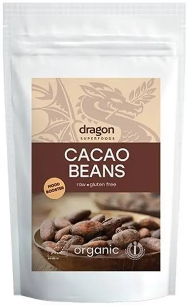 Boabe crude de cacao întregi, 100 g, Dragon Superfoods