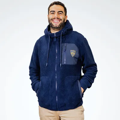 Jachetă fleece cu glugă pentru bărbați Isole ASM Clermont Bleu marine