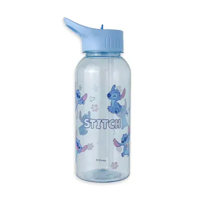 Sticla de plastic cu maner si pai MINISO, seria Disney Lilo & Stitch, 1000ml