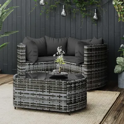 Gossi set mobilier de gradina cu perne, 4 piese, gri, poliratan