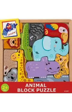 Puzzle 3D din lemn: Forme de animale