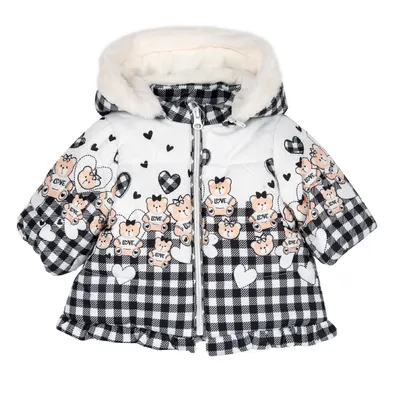 Jacheta copii Chicco matlasata cu gluga, Alb cu negru, 87695-63MFCO