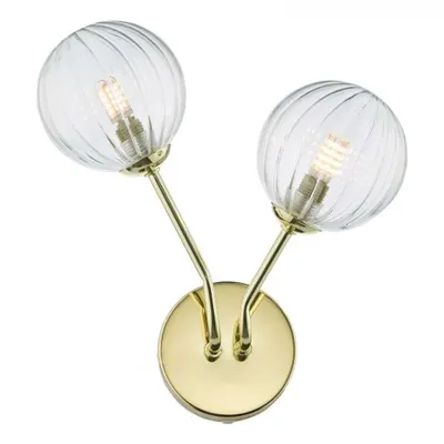 Aplica Yiska 2 Light Wall Light Polished Gold Ribbed Glass
