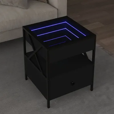 Gossi masuta de cafea cu led infinity, negru, 40x40x51 cm