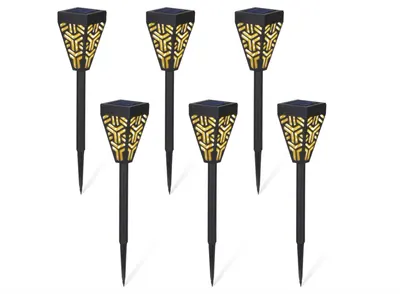 Set 6 lampi solare decorative pentru gradina alb cald model triunghi