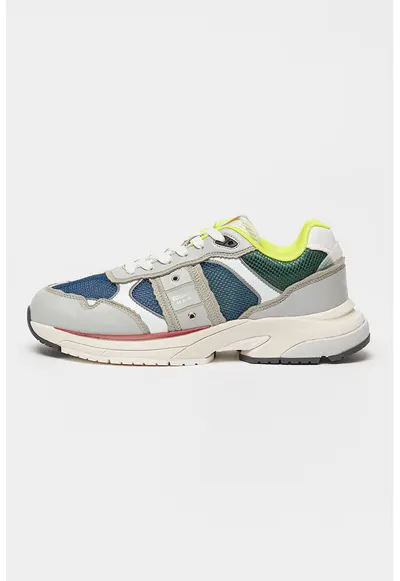 Pantofi sport din piele ecologica cu garnituri din material textil Eagle - Verde/Gri/Bleumarin