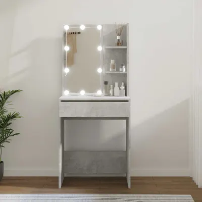 vidaXL Masă de toaletă cu LED, gri beton, 60x40x140 cm