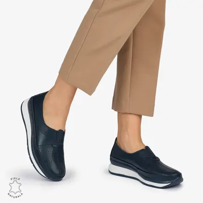 PANTOFI CASUAL Dama Piele Naturala USOR INALTA CRL1050 Culoare: BLEUMARIN