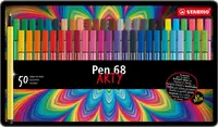 Pixuri marcatoare Stabilo Arty - Pen 68, 50 culori , cutie metalică
