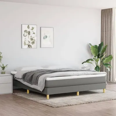vidaXL Cadru de pat cu arcuri, gri închis, 160x200 cm, textil
