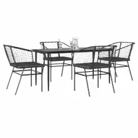 Gossi set de sufragerie de gradina 5 piese neagra sticla poly rattan